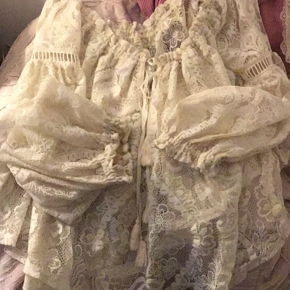 Spell Vintage Rhiannon Cream Off-Shoulder Lace Blouse S/M & bra - Picture 7 of 16